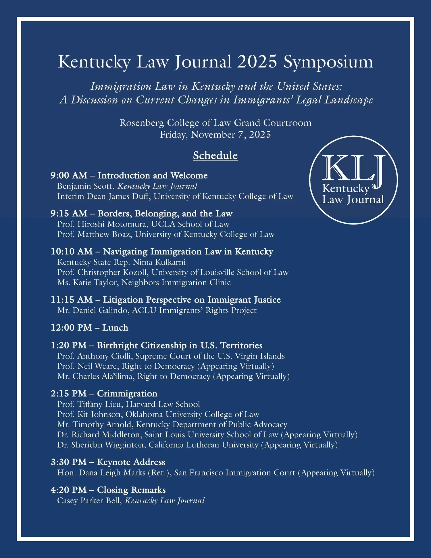 2025 Symposium Information — Kentucky Law Journal
